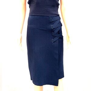 Jonathan Simkhai Blue Midi Pencil Skirt with Tie Front